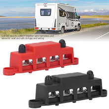 Load image into Gallery viewer, DC 12V-48V 250A RV Yacht Boat Bus Bar Terminal Battery Power Distribution Block With Cover M8 Screw 4 for Automobile RV Truck

