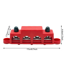 Load image into Gallery viewer, DC 12V-48V 250A RV Yacht Boat Bus Bar Terminal Battery Power Distribution Block With Cover M8 Screw 4 for Automobile RV Truck
