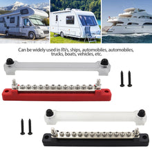Load image into Gallery viewer, 12V Boat Camper RV Bus Bar Terminal Block 1/4 Inch Stud 150A Electrical Power Distribution Block Bus Bar M6 Screw for Truck Caravan
