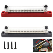 Load image into Gallery viewer, 12V Boat Camper RV Bus Bar Terminal Block 1/4 Inch Stud 150A Electrical Power Distribution Block Bus Bar M6 Screw for Truck Caravan
