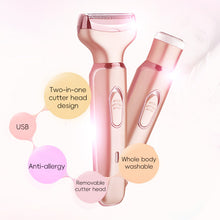 Load image into Gallery viewer, 2 In 1 Epilator Electric Lady Shaver Body Hair Painless Removal Cordless Trimmer Razor Face Leg Armpit Bikini Hand Pubic Shaver Razor Gifts For Women
