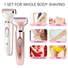 Load image into Gallery viewer, 2 In 1 Epilator Electric Lady Shaver Body Hair Painless Removal Cordless Trimmer Razor Face Leg Armpit Bikini Hand Pubic Shaver Razor Gifts For Women
