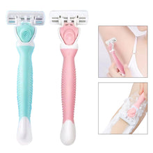 Load image into Gallery viewer, Soap Head 1 Handle+4 Blades Men Women Manual Safety Razor 6-Layer Stainless Steel Hair Removal Shaving Replaceable Shaver Head
