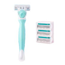 Load image into Gallery viewer, Soap Head 1 Handle+4 Blades Men Women Manual Safety Razor 6-Layer Stainless Steel Hair Removal Shaving Replaceable Shaver Head
