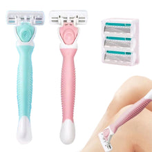 Load image into Gallery viewer, Soap Head 1 Handle+4 Blades Men Women Manual Safety Razor 6-Layer Stainless Steel Hair Removal Shaving Replaceable Shaver Head
