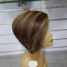 Load image into Gallery viewer, Highlight 13x4 Body Wave Glueless Closure Human Hair Frontal Wigs Ombre Brown Mix Blonde Water Wave C Part Short Bob Wig
