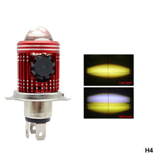 Load image into Gallery viewer, BA20D H4 Motorcycle LED Projector Headlight Scooter Motorbike Bulb Dual Color DRL Hi/Lo Beam Light with Fan
