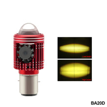 Load image into Gallery viewer, BA20D H4 Motorcycle LED Projector Headlight Scooter Motorbike Bulb Dual Color DRL Hi/Lo Beam Light with Fan
