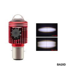 Load image into Gallery viewer, BA20D H4 Motorcycle LED Projector Headlight Scooter Motorbike Bulb Dual Color DRL Hi/Lo Beam Light with Fan
