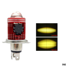Load image into Gallery viewer, BA20D H4 Motorcycle LED Projector Headlight Scooter Motorbike Bulb Dual Color DRL Hi/Lo Beam Light with Fan

