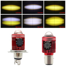 Load image into Gallery viewer, BA20D H4 Motorcycle LED Projector Headlight Scooter Motorbike Bulb Dual Color DRL Hi/Lo Beam Light with Fan

