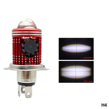 Load image into Gallery viewer, BA20D H4 Motorcycle LED Projector Headlight Scooter Motorbike Bulb Dual Color DRL Hi/Lo Beam Light with Fan

