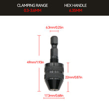 Load image into Gallery viewer, Quick Change Keyless Drill Bit Chuck Hex Shank Adapter Converter Tool Electric Micro Motor Clamp Chuck Grinder Drill Chuck
