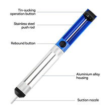 Load image into Gallery viewer, Soldering Sucker Pen Aluminum Metal Desoldering Pump Suction Tin Gun Removal Vacuum Soldering Iron Desolder Hand Welding Tools
