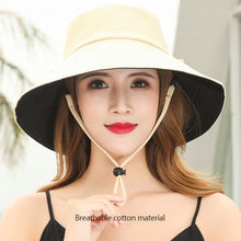 Load image into Gallery viewer, Double-Sided Fisherman Hat for Women Wide Brim Breathable Summer Sun Protection Hat Adjustable Chin Strap Outdoor Travel Daily Use
