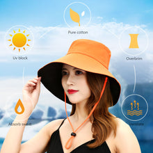 Load image into Gallery viewer, Double-Sided Fisherman Hat for Women Wide Brim Breathable Summer Sun Protection Hat Adjustable Chin Strap Outdoor Travel Daily Use
