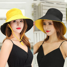Load image into Gallery viewer, Double-Sided Fisherman Hat for Women Wide Brim Breathable Summer Sun Protection Hat Adjustable Chin Strap Outdoor Travel Daily Use
