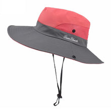 Load image into Gallery viewer, UV Protection Ladies Ponytail Hat Folding Bucket Hat Wide-Brimmed Sun Hat for Outdoor Travel Hiking Biking and Beach
