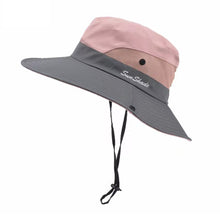 Load image into Gallery viewer, UV Protection Ladies Ponytail Hat Folding Bucket Hat Wide-Brimmed Sun Hat for Outdoor Travel Hiking Biking and Beach

