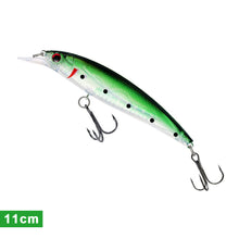 Load image into Gallery viewer, 1PC 8/11CM Holographic Foil Minnow Lure Bait ABS Floating Plastic Casting Treble Hook Artificial Bait Fishing Supplies
