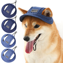 Load image into Gallery viewer, Spring Summer Pet Sun Hat for Cats and Dogs Breathable Fisherman Cap with Ear Holes Sun Protection and Shade for Outdoor Activities

