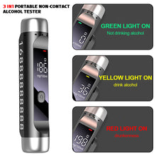 Load image into Gallery viewer, 3 in1 Portable Non-Contact Alcohol Tester with LED Digital Display Alcoholmeter Accuracy Breathalyzer Number Plate Tool
