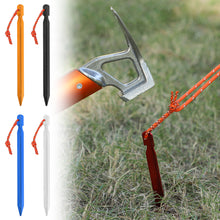 Load image into Gallery viewer, Outdoor Tent Triangular Ground Nail 18cm Camping Leisure Canopy Aluminum Alloy Ground Nail Windproof Reinforcement Ground Nail with Rope
