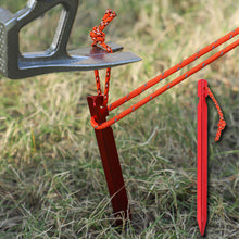 Load image into Gallery viewer, Outdoor Tent Triangular Ground Nail 18cm Camping Leisure Canopy Aluminum Alloy Ground Nail Windproof Reinforcement Ground Nail with Rope
