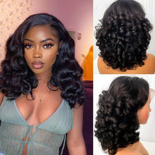 Load image into Gallery viewer, 13*4 Vietnam Hair Wave Glueless Closure Human Hair Frontal Wigs Ombre Brown Mix Blonde Water Wave C Part Short Bob Wig
