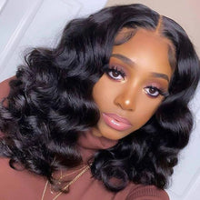 Load image into Gallery viewer, 13*4 Vietnam Hair Wave Glueless Closure Human Hair Frontal Wigs Ombre Brown Mix Blonde Water Wave C Part Short Bob Wig
