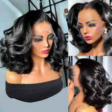 Load image into Gallery viewer, 13*4 Vietnam Hair Wave Glueless Closure Human Hair Frontal Wigs Ombre Brown Mix Blonde Water Wave C Part Short Bob Wig
