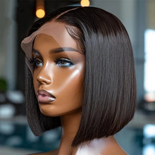 Load image into Gallery viewer, 13*4 Frontal Human Hair Wave Glueless Closure Human Hair Frontal Wigs Ombre Brown Mix Blonde Water Wave C Part Short Bob Wig
