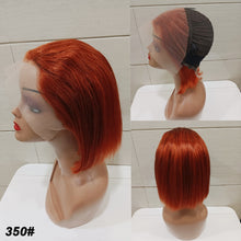 Load image into Gallery viewer, 13*4 Frontal Human Hair Wave Glueless Closure Human Hair Frontal Wigs Ombre Brown Mix Blonde Water Wave C Part Short Bob Wig
