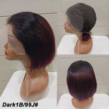 Load image into Gallery viewer, 13*4 Frontal Human Hair Wave Glueless Closure Human Hair Frontal Wigs Ombre Brown Mix Blonde Water Wave C Part Short Bob Wig
