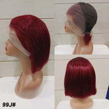 Load image into Gallery viewer, 13*4 Frontal Human Hair Wave Glueless Closure Human Hair Frontal Wigs Ombre Brown Mix Blonde Water Wave C Part Short Bob Wig
