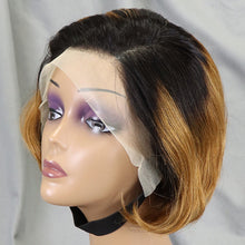 Load image into Gallery viewer, Pick Up Dyeing 13*4 Body Wave Glueless Closure Human Hair Frontal Wigs Ombre Brown Mix Blonde Water Wave C Part Short Bob Wig

