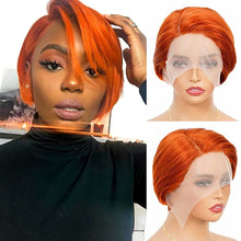 Load image into Gallery viewer, Pick Up Dyeing 13*4 Body Wave Glueless Closure Human Hair Frontal Wigs Ombre Brown Mix Blonde Water Wave C Part Short Bob Wig
