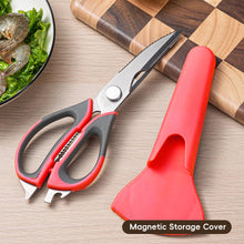 Load image into Gallery viewer, High-Quality 6-in-1 Powerful Kitchen Scissors Detachable Multi-functional Magnetic Storage Pouch Fish Scale Plane Peeler Crack Walnut Corkscrew
