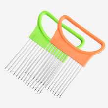 Load image into Gallery viewer, Stainless Steel Onion Fork with Sharp Needles Multi-Purpose Kitchen Slicer Tool Onion Meat Picker for Fruits BBQ Vegetable Prep With Protective Cover
