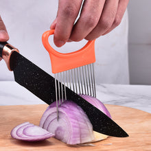 Load image into Gallery viewer, Stainless Steel Onion Fork with Sharp Needles Multi-Purpose Kitchen Slicer Tool Onion Meat Picker for Fruits BBQ Vegetable Prep With Protective Cover
