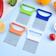 Load image into Gallery viewer, Stainless Steel Onion Fork with Sharp Needles Multi-Purpose Kitchen Slicer Tool Onion Meat Picker for Fruits BBQ Vegetable Prep With Protective Cover
