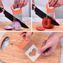 Load image into Gallery viewer, Stainless Steel Onion Fork with Sharp Needles Multi-Purpose Kitchen Slicer Tool Onion Meat Picker for Fruits BBQ Vegetable Prep With Protective Cover
