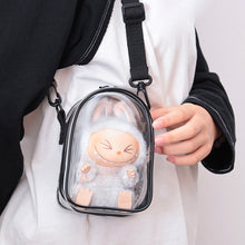 Load image into Gallery viewer, For 17cm Labubu V2 V3 15cm Cotton Doll Outfit Crossbody Pain Bag PVC Storage Bag Dolls Display Bag
