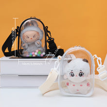 Load image into Gallery viewer, For 17cm Labubu V2 V3 15cm Cotton Doll Outfit Crossbody Pain Bag PVC Storage Bag Dolls Display Bag
