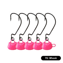 Load image into Gallery viewer, 5PCS 5/7/10G Ned Rig Offset Shank EWG Hook Used With Lure Soft Bait For Black Bass Weedless Swimbait Jig Head
