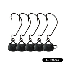 Load image into Gallery viewer, 5PCS 5/7/10G Ned Rig Offset Shank EWG Hook Used With Lure Soft Bait For Black Bass Weedless Swimbait Jig Head
