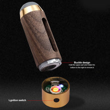 Load image into Gallery viewer, Car Walnut Ashtray Handmade Environmental Driving Cigarette Holder USB Charge Anti Fly Ash Portable Creative Ashtray Smoking Accessories
