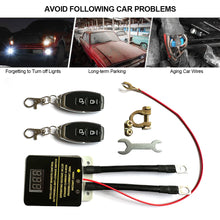 Load image into Gallery viewer, 12V Car Wireless Remote Control Battery Cutoff Switch Disconnect Auto Relay LED Display Anti-loss Power Off Leakage Protector
