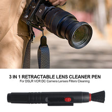 Load image into Gallery viewer, 3 in 1 Retractable Lens Cleaner Pen Dust Cleaner Brush For DSLR VCR DC Camera Lenses Filters Cleaning
