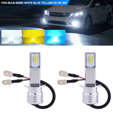 Load image into Gallery viewer, Pair 80W H3 Car Headlight 3570 2SMD LED Bulb Head Lamp 4000LM LED Chips Fog Bulb 6000K White Blue Yellow DC12V 24V
